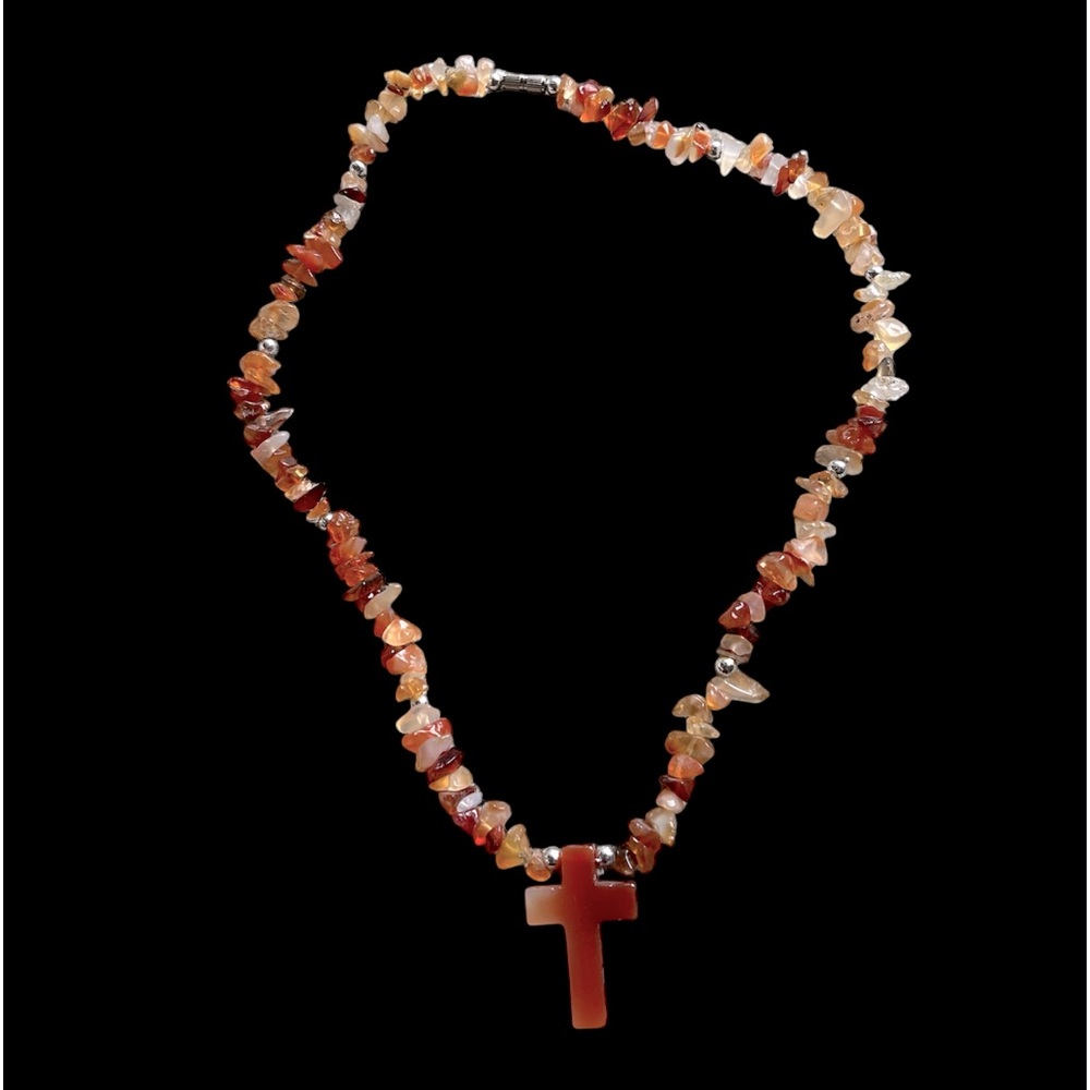 NWOT Stone Cross Necklace